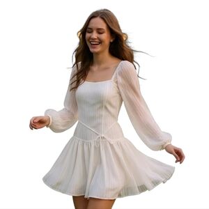 🔥Chelsea & Violet Coquette Fairy Long Sleeve Blouson Godet Dress